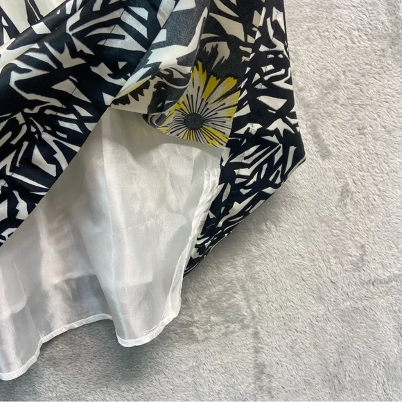 Y2K Cream Black Satin Floral  Dress with Yellow Accents Size S - Picture 3 of 9